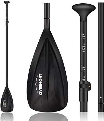 OVERMONT 3 Pezzi Pagaia Telescopica 162cm-215cm Kayak Stand Up Paddle in Alluminio Regolabili Removibili con Manico Antiscivolo per SUP Kayak Canoa Boat Canoe Surfboard