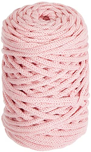 Rayher Braidy Filo Riciclato, intrecciato, 4 mm ø, Rosa Cipria, Gomitolo circa 60m (250 g), Filato per Lavori Creativi, Macramè, Pannelli, Progetti Con Corde, 42010270