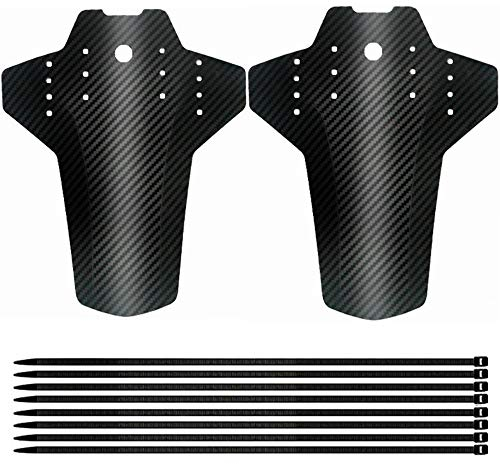 Kiwochy 2 Stück MTB Schutzblech MTB Mudguard Vordere und Hintere Mudguard Spritzschutz Mountainbike Fahrrad Schutzblech Bike Spritzschutz für Mountainbike E-Bike BMX Rad u.v mit 8 Kabelbinder Schwarz