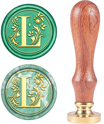 craspire Retro alfabet initialer vax sigillstämpel klassisk vintage 26 bokstäver AZ 25 mm avtagbart mässingshuvud trähandtag för inbjudningskuvert, utsmyckning gåva dekoration (bokstav)