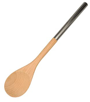 Fackelmann 30371 Bokträsked och handtag i rostfritt stål, kökssked, grytsked, trä, rostfritt stål, 34 x 6,5 cm