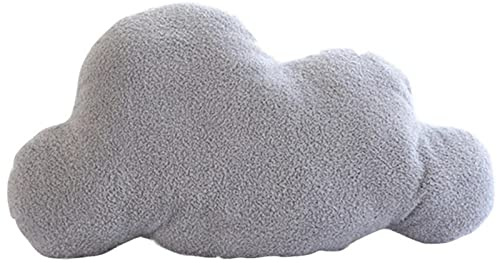 Cloud Shaped Stuffed Plush Cushion, Back Cushion for Bedroom Office Car, Portable Cute Cotton Decoration Nordic Style Bedding Plush Sofa Throw Pillow (Grey, 25x13cm)