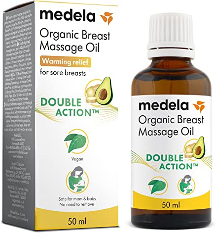 Medela Aceite de masaje orgánico para madres lactantes Alivia la sensibilidad y plenitud de los senos Fórmula totalmente natural con ingredientes nutritivos I Alivio cálido