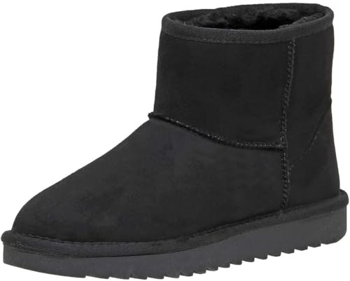 TruFox Womens Winter Boots Classic Faux Fur Lined Slip On Ankle Boots, Black, 10