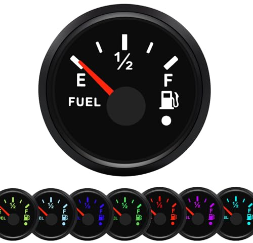 Geloo Indicatore di livello del carburante, 0-190 Ohm, 7 colori, impermeabile, indicatore del serbatoio del carburante con luce di allarme per auto marine, camper, yacht