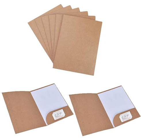Undermappar A4 kartong brun A4 kartongmappar Undermappar Folio Kartong med Flik Hylsor Kraftpapper 350gsm a4 mapp a4-filer för skola hem kontor (6 stycken en brun ficka)