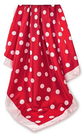 GLORIS Foulard en Soie pour Femme - Élégant Bandana Satin 90 x 90 cm - Motif Pois Rouges et Roses