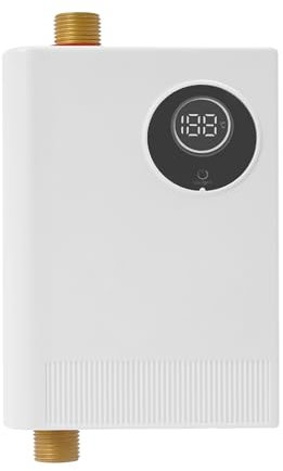 Elektronischer Durchlauferhitzer 3800 Watt Gradgenaue Temperaturwahl mit LCD-Display, G 1/2“ Anschluss, 28-55℃, Sofortige Warmwasserbereiter für Waschbecken, Küchen oder Spülbecken, Weiß