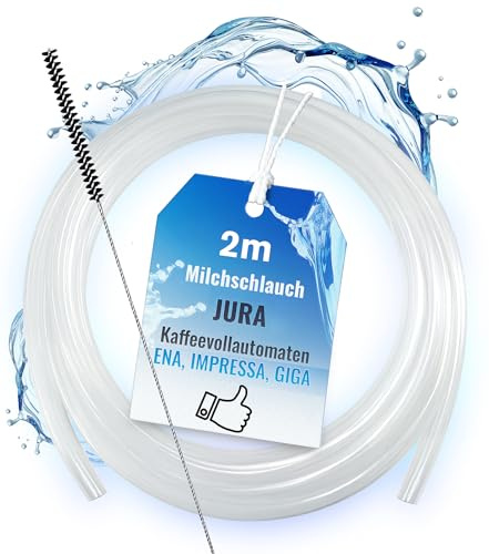 Piebert Milchschlauch-Set 18956: 2m Milchschlauch + Reinigungsbürste Ø 3mm innen / 6mm außen – kompatibel mit JURA Kaffeevollautomaten Milchsystem – spülmaschinenfeste Bürste aus Edelstahl & Nylon