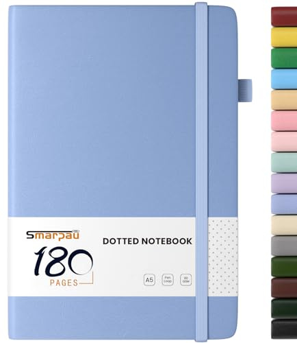 Smarpau A5 Dotted Notebook, Bullet Dot Grid Journal with 180 Pages