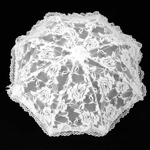 Generic Mini Spetsparaply Snygg Dansrekvisita för Teaterföreställningar för Barn, Bröllopsdekoration, 44,5x47,5 Cm (51241 blekfärg)