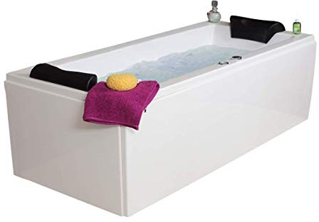 Whirlpool Badewanne Relax Basic – Made in Germany | Eckbadewanne mit 14/16 Massage-Düsen, LED-Beleuchtung & optionalen Armaturen | 180 x 80 cm | Spa-Badewanne für 2 Personen
