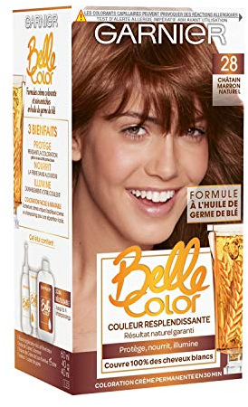 Garnier Belle Color Haarfarbe, 28 Kastanienbraun, Naturbraun, 2 Stück