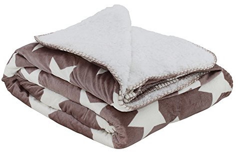 Brandsseller Kuscheldecke Wendedecke Tagesdecke Mikrofaserdecke Flauschige Wohndecke - mit Stern-Muster - kuschelig weich - Farbe: Aubergine - Größe: 130 x 160 cm