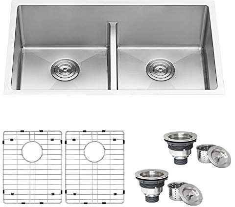 Ruvati 30-inch Low-Divide Undermount Tight Radius 50/50 Double Bowl 16 Gauge Stainless Steel Kitchen Sink - RVH7355