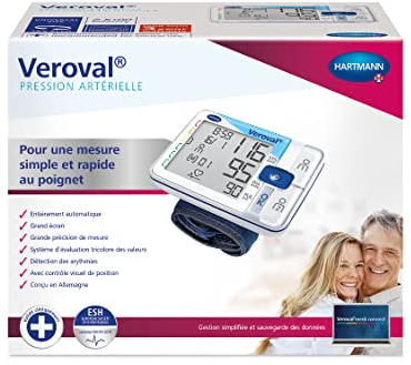 Veroval, Misuratore di Pressione da Polso Veroval: Misuratore di Pressione da Polso per Misurare in Modo Semplice e Rapido, Ottimo per Diagnosticare L’Aritmia; 1 Scatola