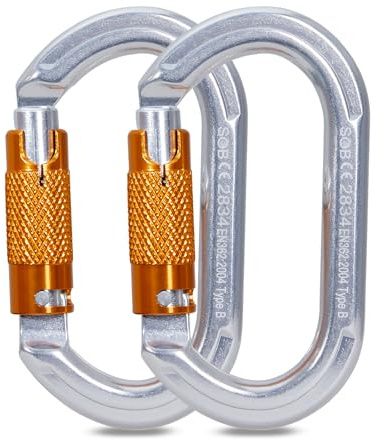 SOB Auto Locking Climbing Carabiner Clips 2Pack 22KN Heavy Duty Asymmetrical Carabiner Connector Used for Rappelling Gear Rescue Outdoor Projects Dog Leash (O)