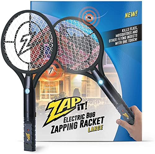 ZAP IT! Bug Zapper - Raqueta recargable para matar insectos, 4.000 voltios, cable de carga USB