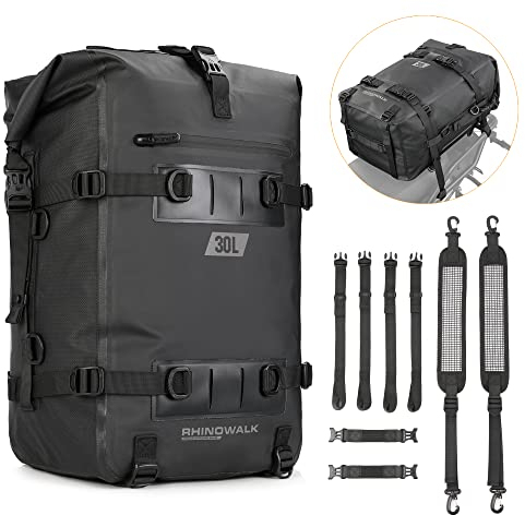 Rhinowalk Motorrad Sitztasche 8/15/30L Wasserdicht Motorradtasche Satteltaschen Gepäckträgertaschen Hecktasche Hinterradtasche Motorradgepäck Tasche