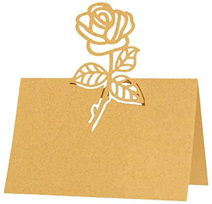 Uposao 50 stycken bordskort bröllop, ihåliga rosor blommor platskort gratulationskort namnkort sittplatskort tomma namnskyltar för bröllop födelsedag, konfirmation, nattvardsgång, dopfest, guld