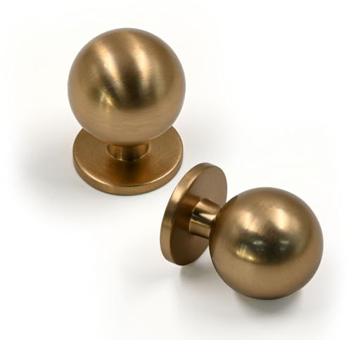 FILTA 10 Pack 1Inch(27mm) Diameter Round Solid Ball Champagne Bronze Cabinet Knobs Drawer Pulls Cabinet Hardware for Kitchen Cabinets and Bathroom Cabinets