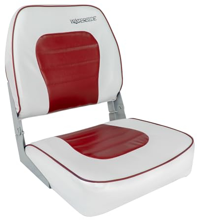 Waterside Captain Deluxe Bootssitz Low Back - Gepolsterter Profi Bootssitz für Angelboote (rot/weiß)