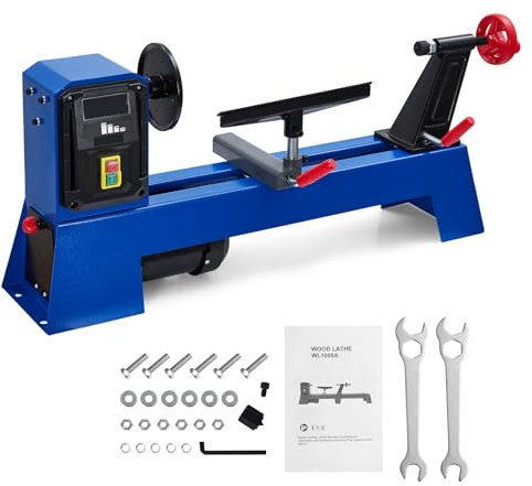 Wood Lathe, 14 x 20 Benchtop Wood Lathe Machine 0.5 HP Infinitely Variable Speed 1040-2980 RPM, Wood Turning Lathe Machine with Wrench & 2 Chisels for Woodworking, Woodturning