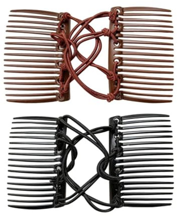 UNVOJL 2pcs Plastic Double Hair Combs Stretchy Fashion Elastic Magic Hair Comb Clips Ponytailer Styling Tool for Women