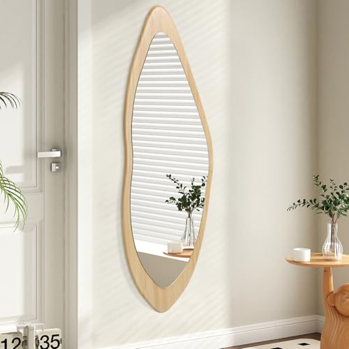 AAZZKANG Specchi asimmetrici grandi, 120 x 40 cm, rustico, irregolare, a lunghezza intera, per camera da letto, soggiorno, corridoio, ingresso, montato a parete