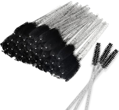 Einweg-Kristall-Augenpinsel, Pinsel Mascara Zauberstäbe, Wimpernmascara-Bürsten, Augenwimpern-Applikator-Pinsel (50PCS, Schwarz)