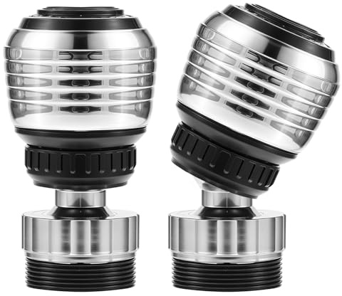 JIEYAO 2 Stück 360° Drehbar Wasserhahn Luftsprudler, wasserhahn Aufsatz mit 4 (M22 Außengewinde und M24 Innengewinde) Adaptern 2 Modi Wassersparer für Wasserhahn Brause Küche Bad Aufsatz