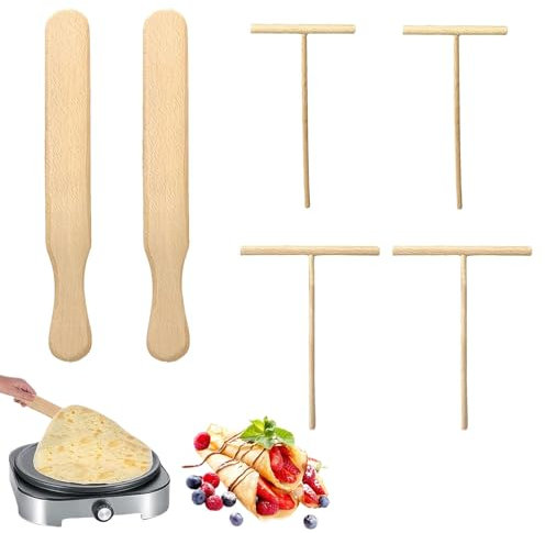 6 Pièces Ensemble de Distributeur Spatule Crepe, Crepiere Electrique Forme de T, Distributeur Spatule a Crepe, Distributeur de Pâte Pour Crêpes Maker Accessoires, Pour Crêpes Panne Alatschinkenpanne