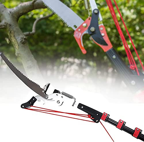 Podadora telescópica Profesional para árboles, podadora Manual con Sistema de Altura Ajustable, Sierra de pértiga telescópica para podar Ramas y Hojas de 7,3 m