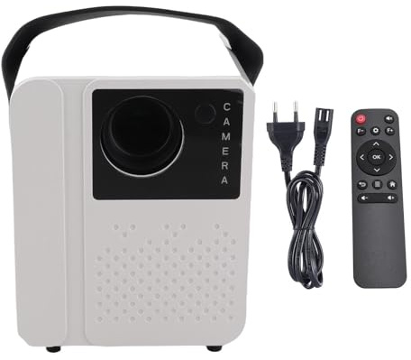 Mechkit Mini-projektor, bärbar HD-projektor, 100, 600p, med fjärrkontroll, inbyggt högtalarstöd, 64G-minneskort, kompatibel med bärbar dator, PC