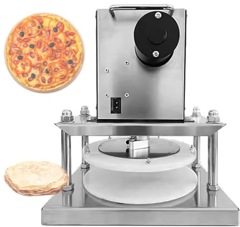 Elektrisk pizzadegpress, manuell bakpress för hemmabruk/kommersiellt bruk, degpress i rostfritt stål med 22 cm/25 cm/30 cm PE-platta för att göra pizzabröd,30cm