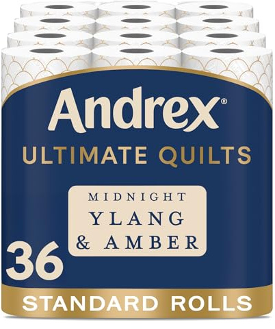Andrex Ultimate Quilt Toilet Roll - 36 Toilet Rolls with Midnight Ylang & Amber Fragrance, 3-Ply, Bulk Buy, Soft, Thick Sheets, FSC Certified