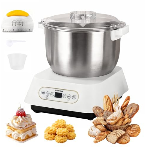 YUZINO 7L Large Capacity Dough Mixer, 200W Stainless Steel Mixer for Baking with Thermostatic Fermentation(25-38℃) & Timing Function, Automatic Stand Mixer Machine with Slicing Knife for Home Baking