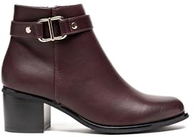 C'M PARIS Stivaletti Donna Con Tacco A Blocco Quadrato | Similpelle | Sposa Decorativa e Fibbia Dorata, 3019 Bordeaux, 37 EU