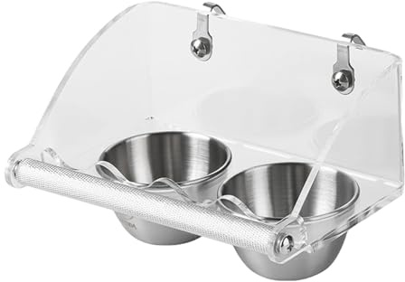 Plat De Nourriture pour Perruches - Bol en Acier Inoxydable avec Support en Acrylique | Récipient Et De Nourriture pour Oiseaux | Bol d'alimentation pour Perruches, Calopsittes, Aras, Canaris,