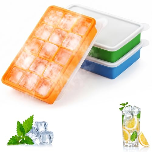 Zourglow 3 Pezzi Stampi per Ghiaccio in Silicone, 15 Cubetti Ghiaccio