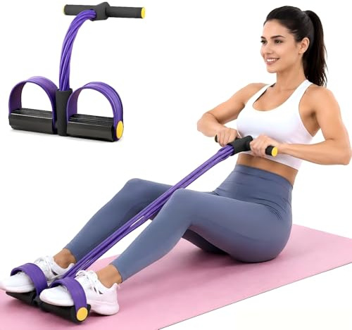 Bande de Résistance Musculation 6 Tubes avec Pédale – Élastique Sport Maison Fitness, Entraînement d'étirement de la Taille, des Bras et des Jambes