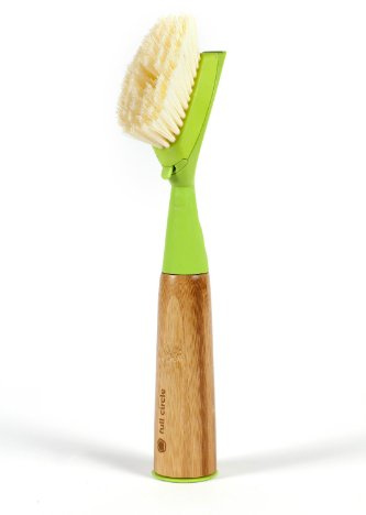 Full Circle Suds Up, Soap Dispensing Dish Brush, Tough Plant-Fiber Bristles & Sustainable Bamboo Handle, Safe for Nonstick