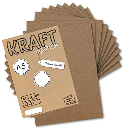Gustav Neuser vintage kraftpapper A5 410 gsm återvunnet naturbrunt (paket med 75)