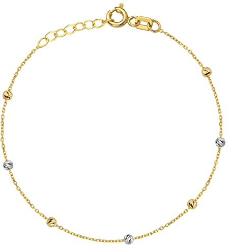 Goldarmband 333 8k Gold Gelbgold Weißgold Kugel Gravur