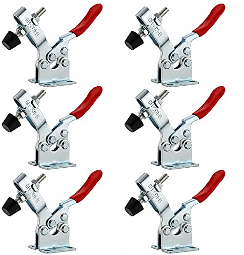 EXLECO 6 Pcs GH-201B Pince à Bascule Horizontale, Sauterelle de Serrage, Serre Joint Desserrage Rapide Capacité Déblocage Rapide Tendeurs de Levier de Genoux pour Machines, Menuiserie 90KG 198lbs