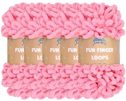JubileeGarn med roliga fingerslingor – polyester jumbo viktögla – 100 g/skein – kittlad rosa – 5 nystan