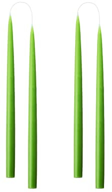 Kunstindustrien® Tapered Candles, Made in Denmark, 42 Colours Available, Dripless & Smokeless Dinner Candles, Candles Long Burning 15 Hours, Unscented Candle Gift Set, 4pcs. 2.2 x 35cm (Light Green)
