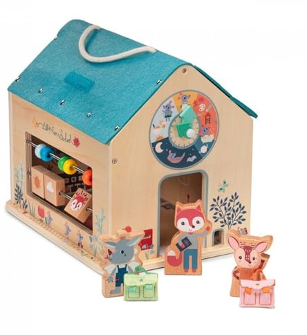 Lilliputiens - Meine erste Schule - Lehrreiches Holzspielzeug mit Figuren, Klassenzimmer und Pausenhof - Fördert Motorik, Fantasie und Denkvermögen von Kindern - Ab 2 Jahren - 83422