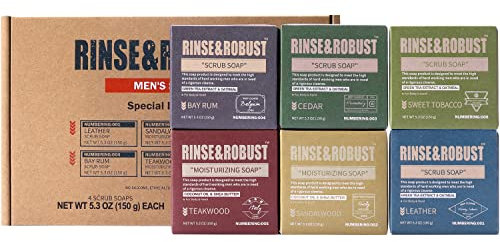 Mens Bar Soap 6Pcs Cleansing All Natural Handmade Mens Set Scrub Soap Gift for Men Body&Hand All Skin Type|6 Different Scents Valentines Gifts for Him Christmas Fathers day