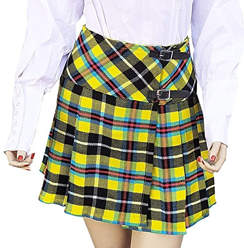BRAW CLANS TARTANS Ladies Mini Kilt Skirt - Traditional Scottish Tartan Plaid Dress - Adjustable Straps - UK Sizes 6 to 26 - Black Watch, Royal Stewart & More